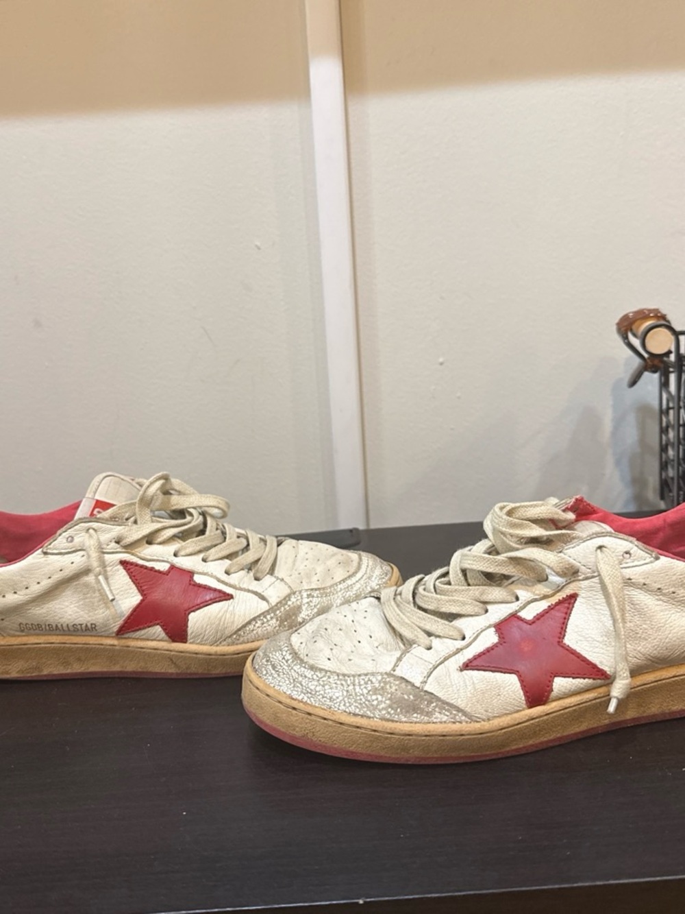 Golden Goose Kids White Sneakers with Red Star Accent